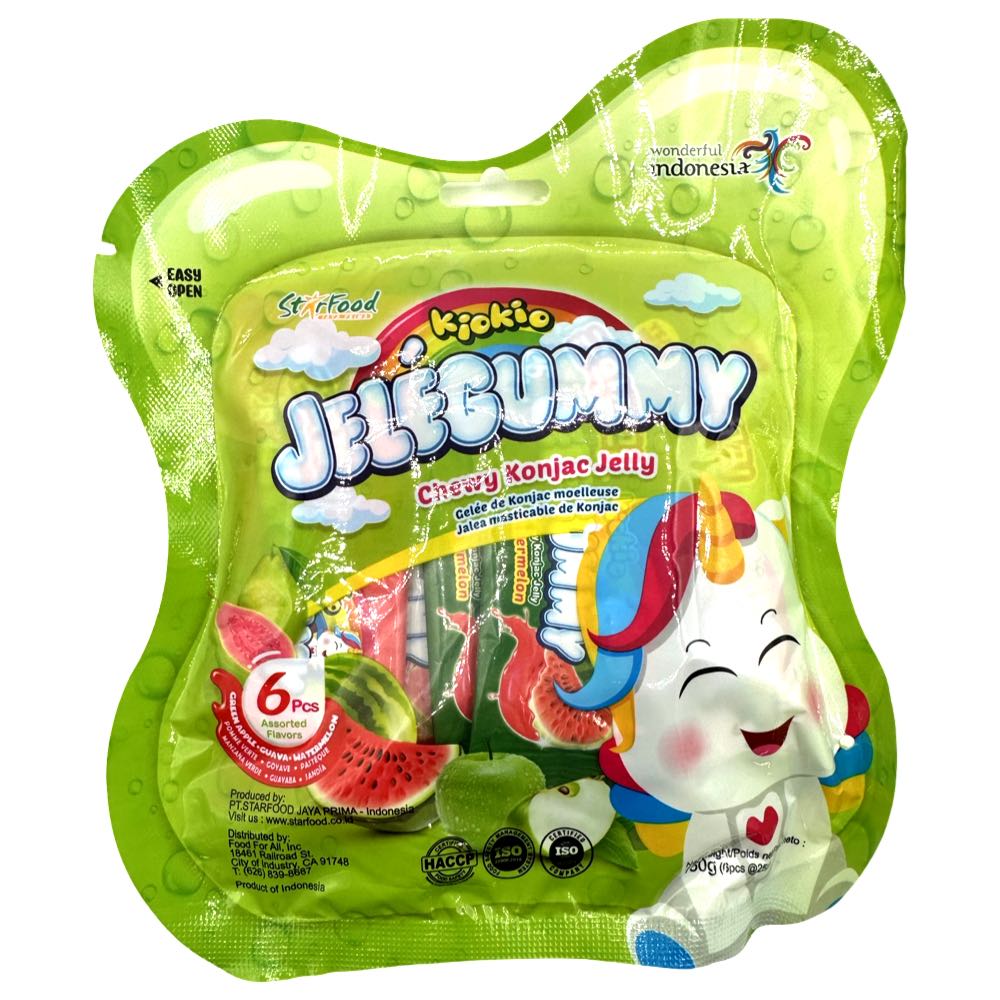 Kiokio - Jelegummy - Chewy Konjac - Assorted - Green Apple, Guava