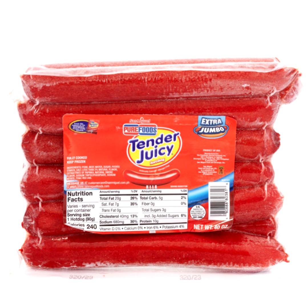 San Miguel Purefoods - Tender Juicy Hotdog - EXTRA JUMBO - 12 Pieces - 40 OZ