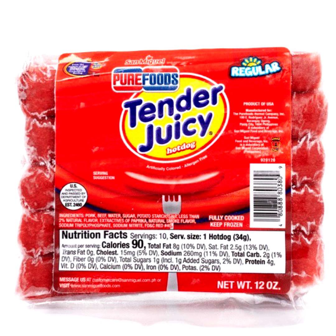 San Miguel Purefoods - Tender Juicy Hotdog - Regular - 10 Pieces - 12 OZ