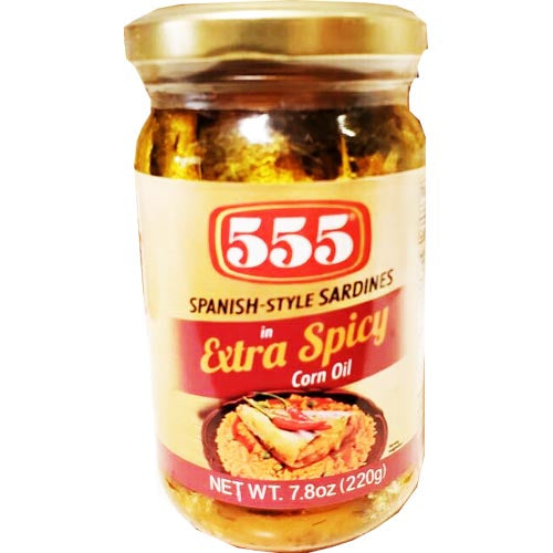 555 - Spanish Style Sardines in Extra Spicy Corn Oil - 220 G