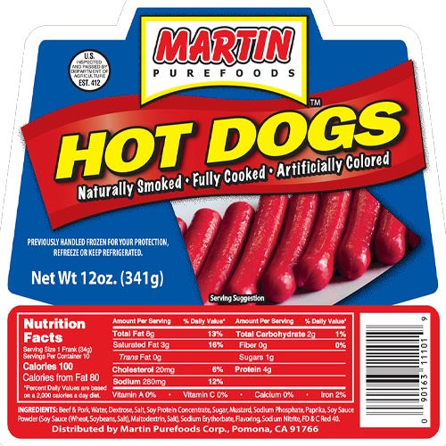 Martin Purefoods - Hot Dogs - Regular - 12 OZ