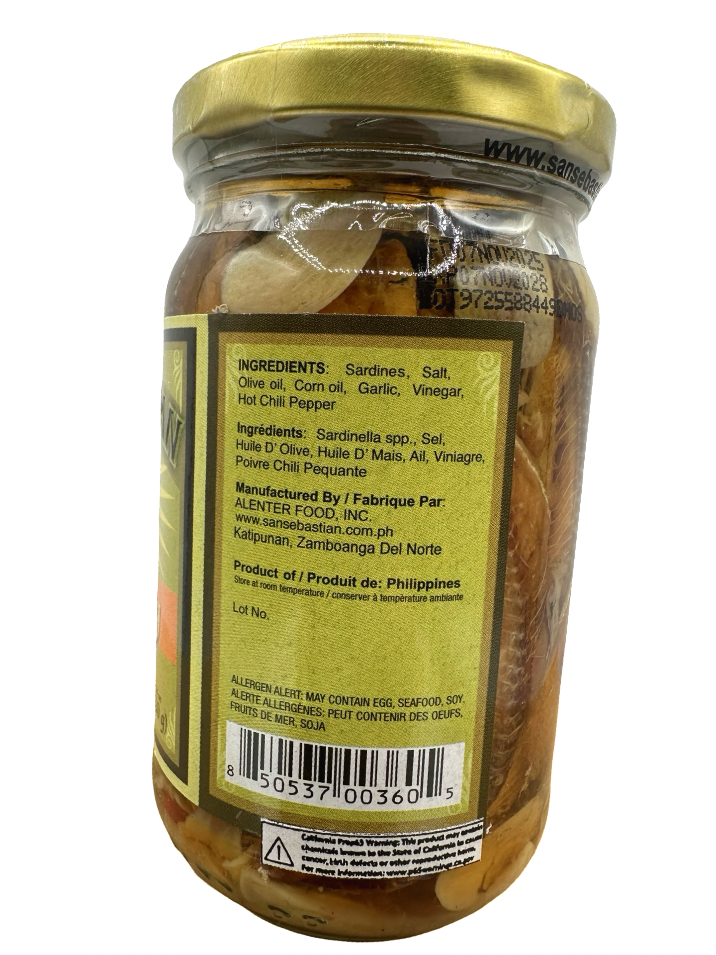 San Sebastian - Dried Herring - Hot and Spicy-Tuyo with Garlic in Olive Oil - 220 G