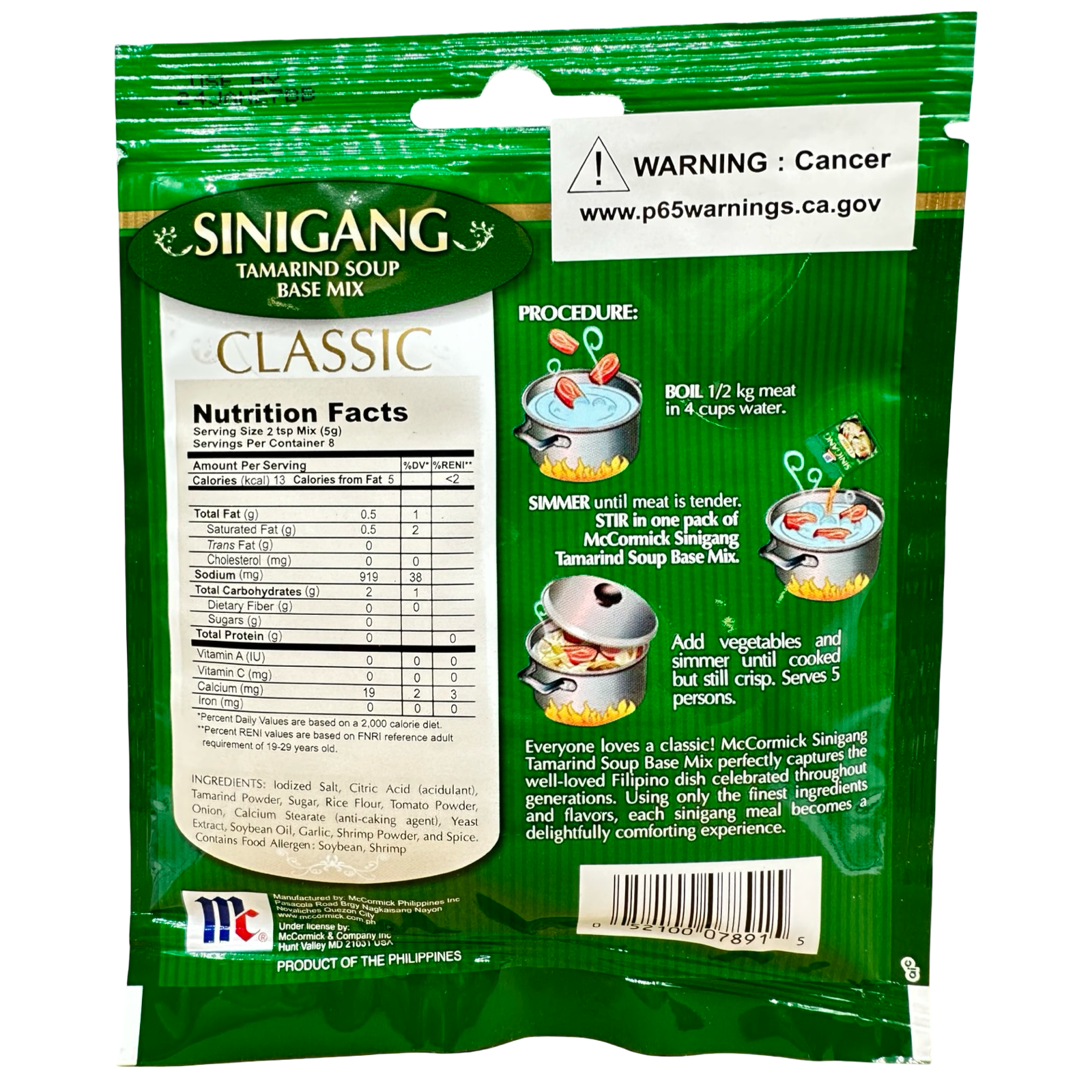 McCormick -  Mix Sinigang CLASSIC - Tamarind Soup Base - 40 G (1.41oz)