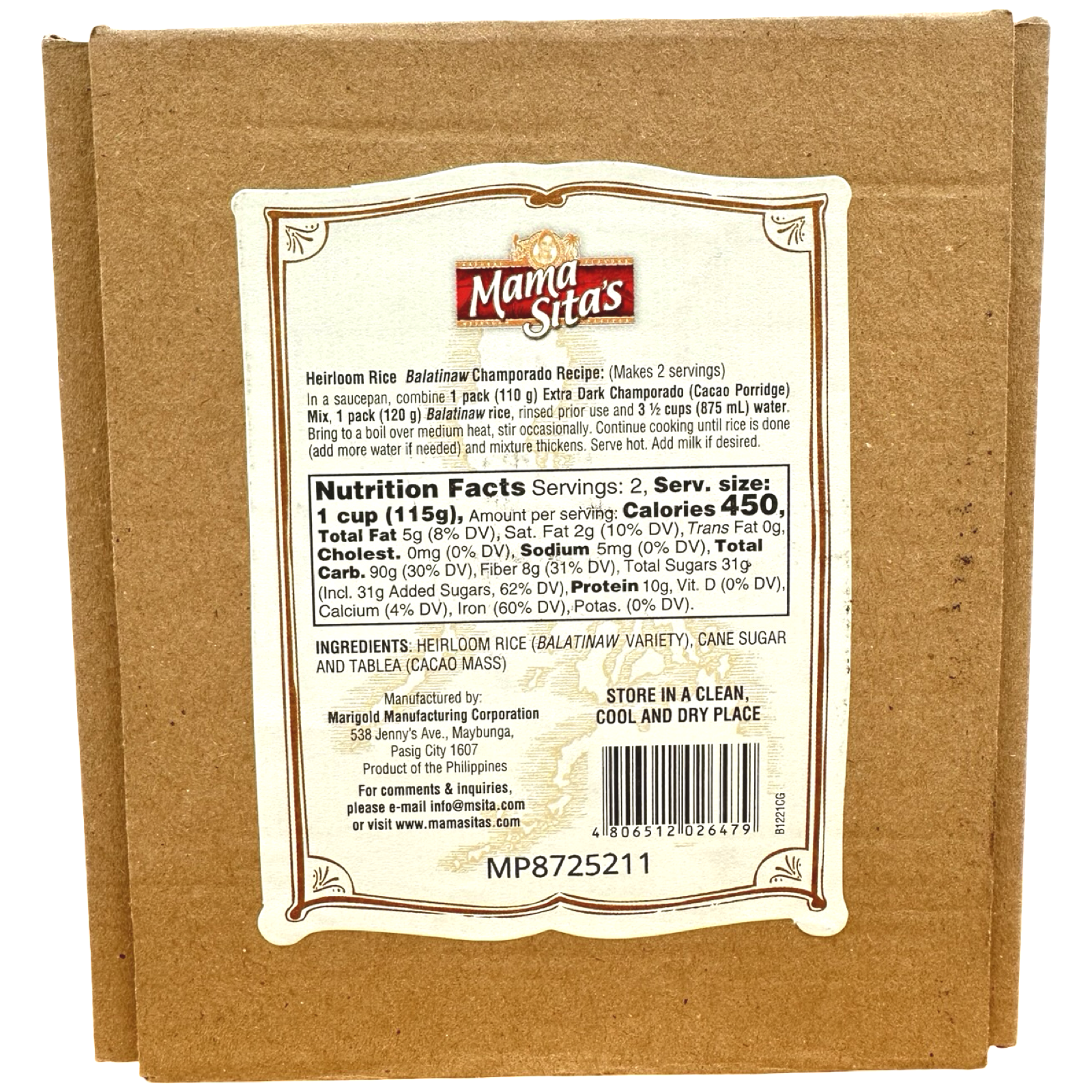 Mama Sita's - Heirloom Champorado - Balatinaw - 230 G