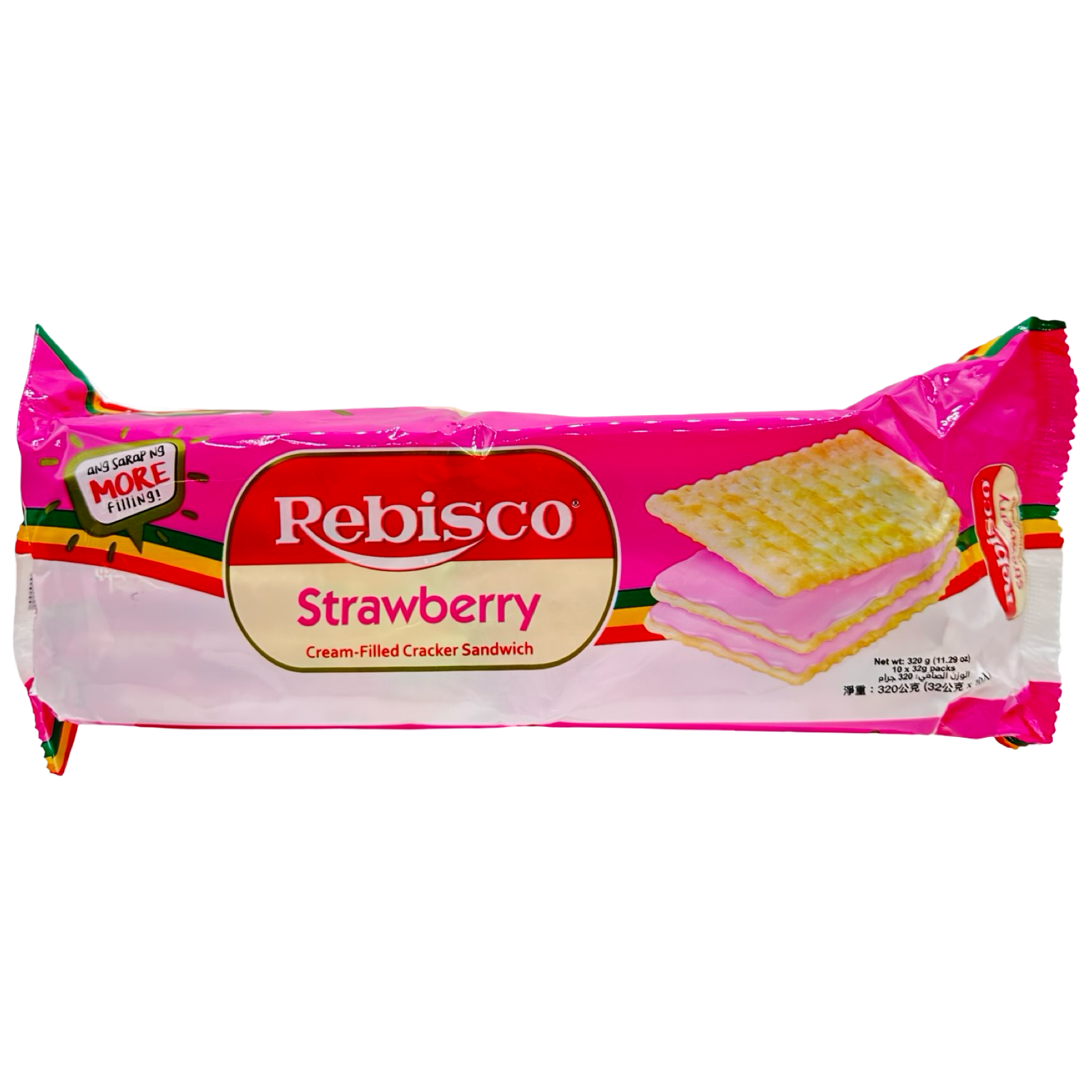 Rebisco - Strawberry - Cream Filled Cracker Sandwich - 10 Pack