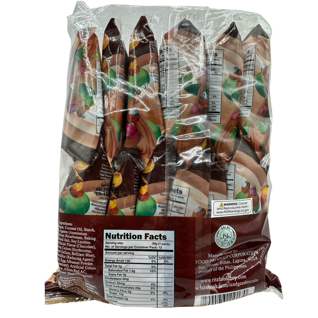 Khong Guan - Iced Gem Biscuits - Chocolate- 12 Pack - 360 G