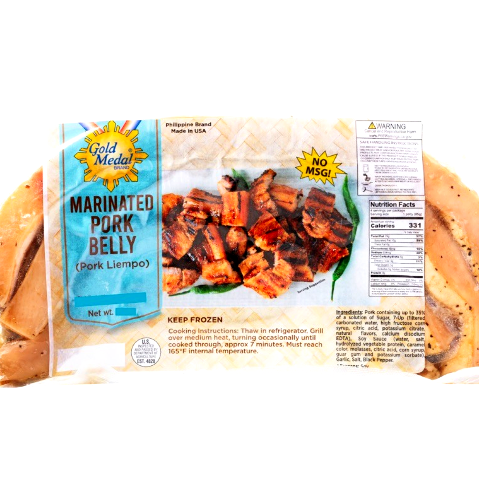 Gold Medal - Pork Belly (Pork Liempo) - Marinated - Ready To Grill - 12 OZ