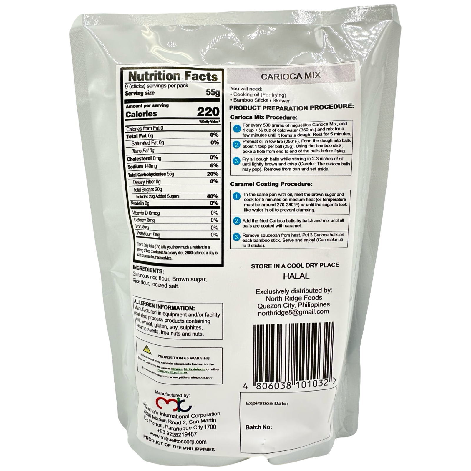 Miguelito's - Carioca Mix - Sticky Balls With Caramel Coating - 500 G