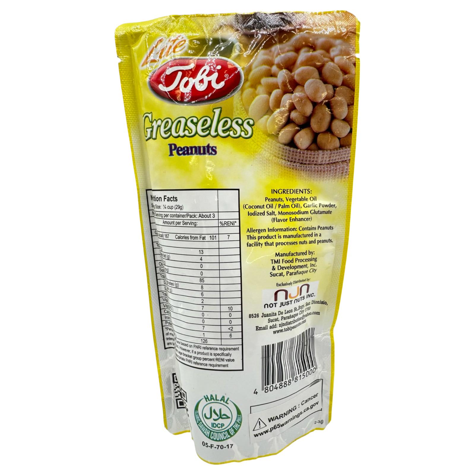Tobi -  Greaseless Peanuts Lite - 100 G