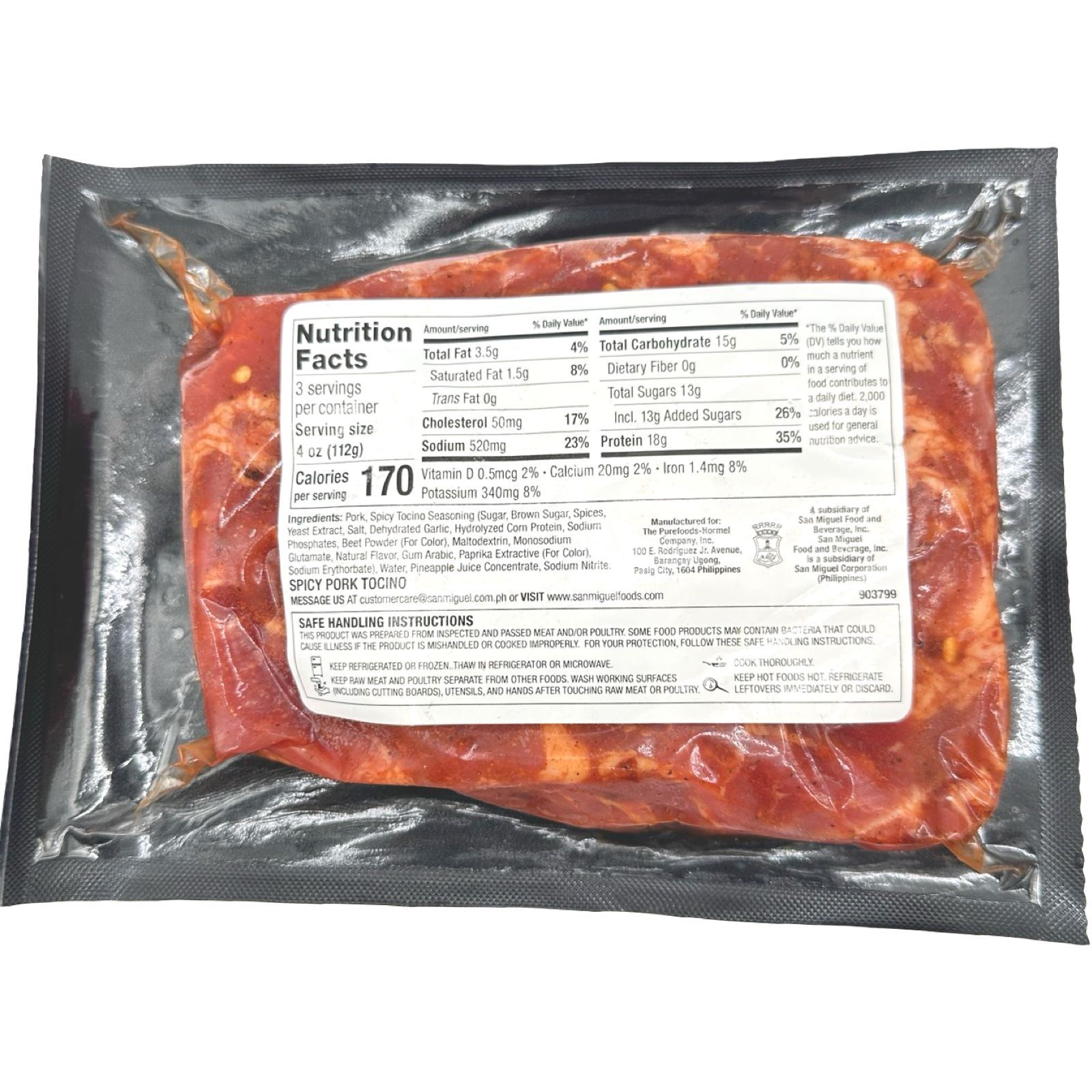 San Miguel Purefoods -Spicy Pork Tocino - 340g - 12 OZ