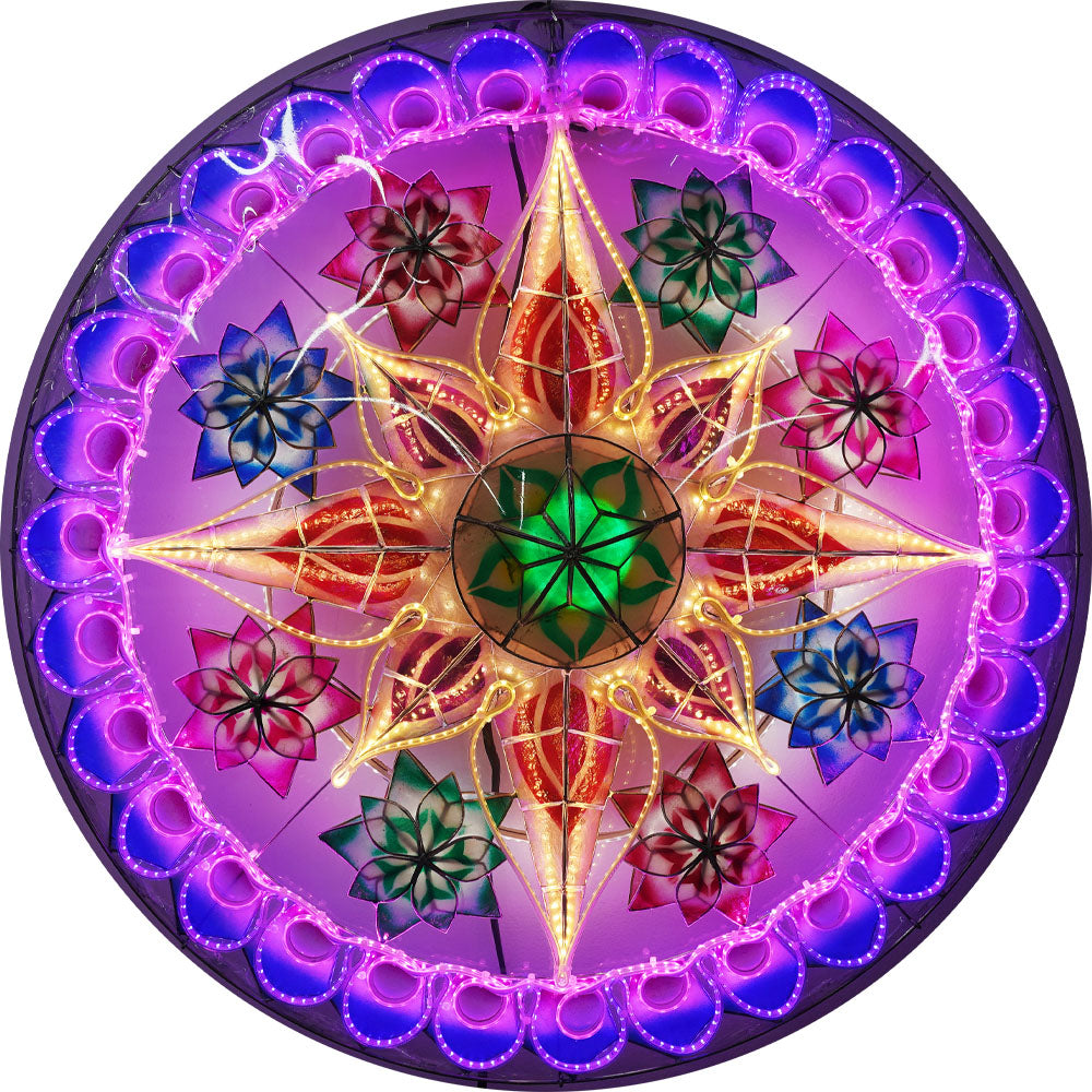 Philippines Christmas Capiz Parol Lantern Star (Tala) - Purple / Blue / Yellow / White - Size 30" / 4 KG / 110 V (30CY13)