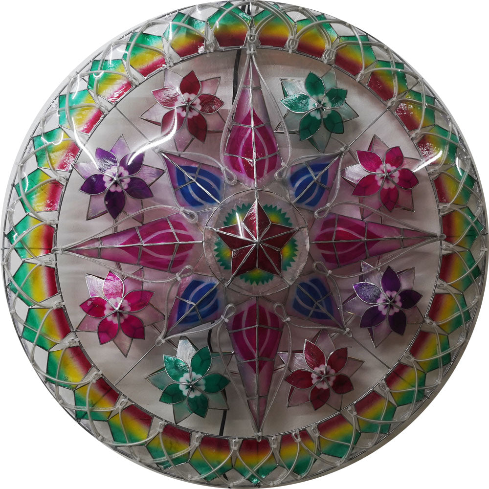 Philippines Christmas Capiz Parol Lantern Star (Tala) - Red / Green / Blue / White LED Show - Size 30" / 4 KG / 110 V (30CY42)
