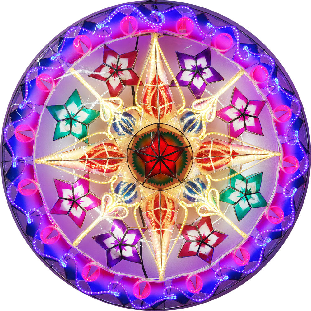 Philippines Christmas Capiz Parol Lantern Star (Tala) - Red / Blue