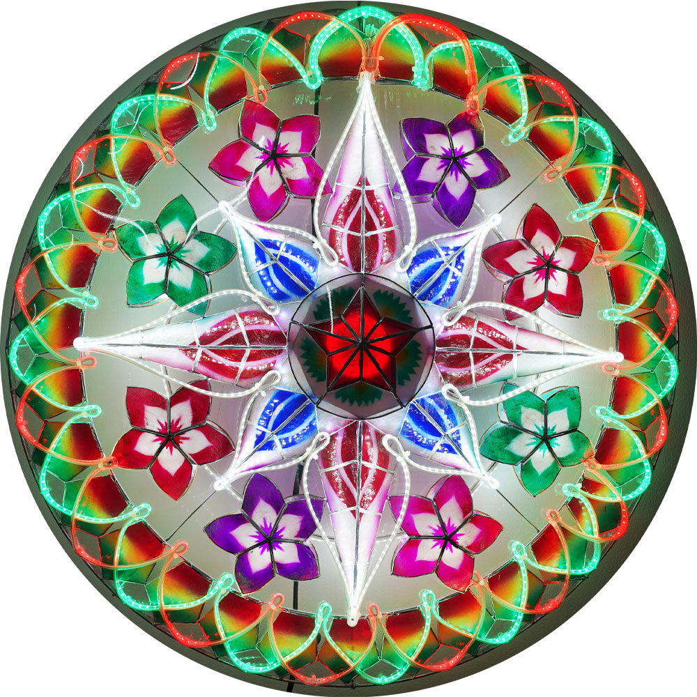 Philippines Christmas Capiz Parol Lantern Star (Tala) - Red / Green / White LED Show - Size 30" / 4 KG / 110 V (30LB40)