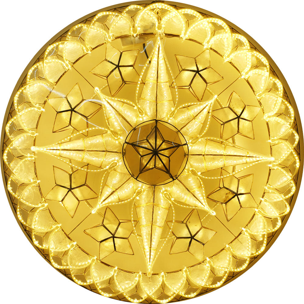 Philippines Christmas Capiz Parol Lantern Star (Tala) - WHITE ONLY LED Show - Size 30" / 4 KG / 110 V (30LB4)