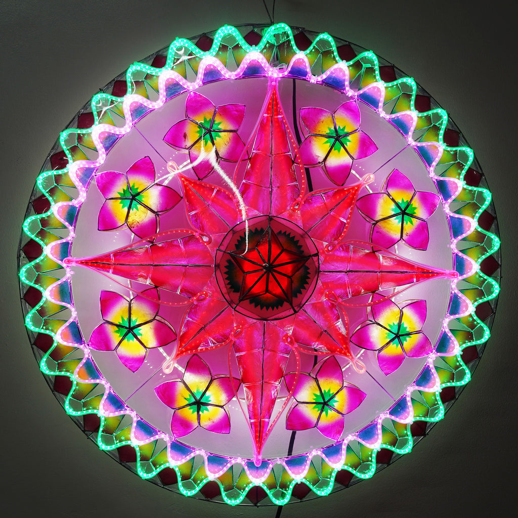 Philippines Christmas Capiz Parol Lantern Star (Tala) -Purple / Red / Green - Size 30" / 4 KG (30LB9)