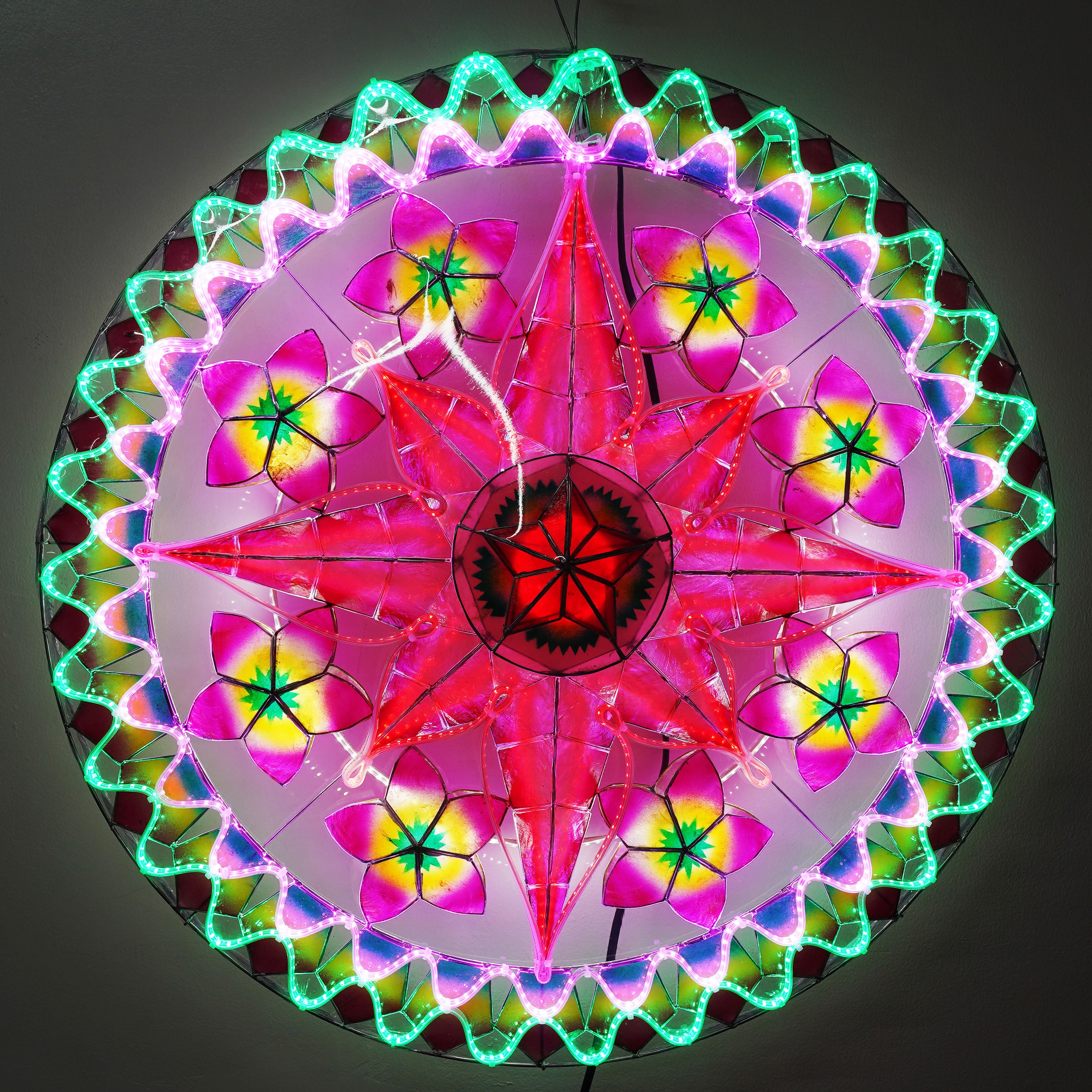 Philippines Christmas Capiz Parol Lantern Star (Tala) -Purple / Red / Green - Size 30" / 4 KG (30LB9)