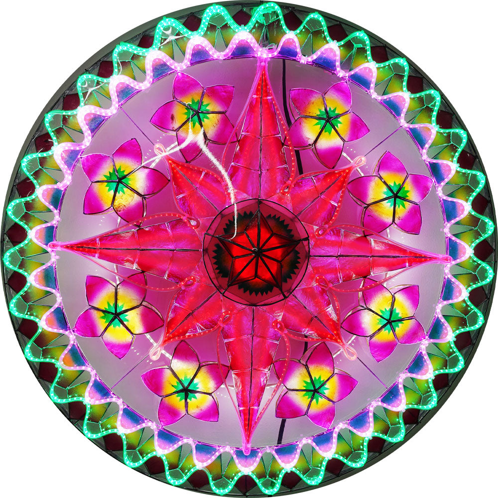 Philippines Christmas Capiz Parol Lantern Star (Tala) -Purple / Red / Green - Size 30" / 4 KG (30LB9)