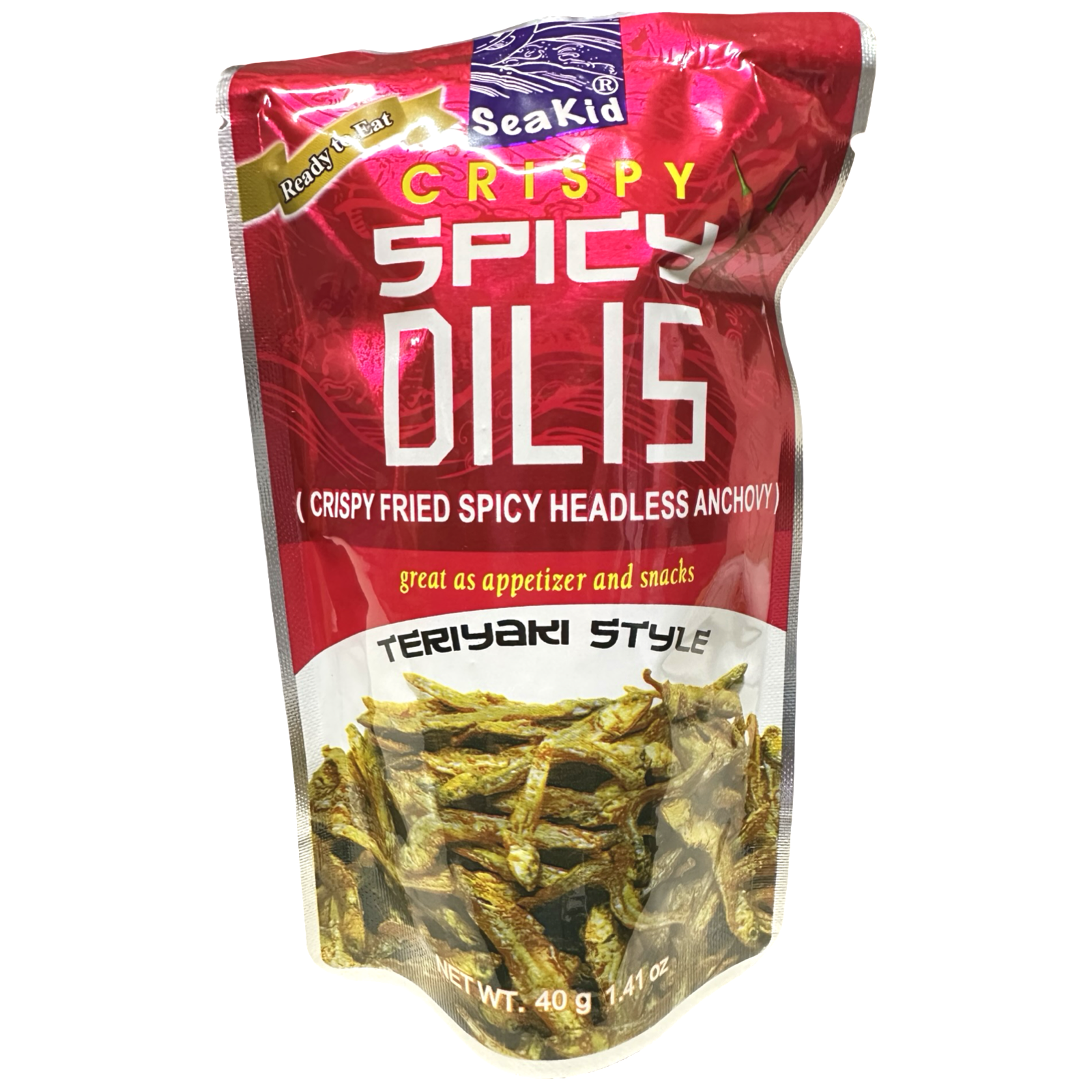 Seakid - Crispy Spicy Dilis - Crispy Fried Dilis and Headless Anchovy - Teriyaki Style - 40 G