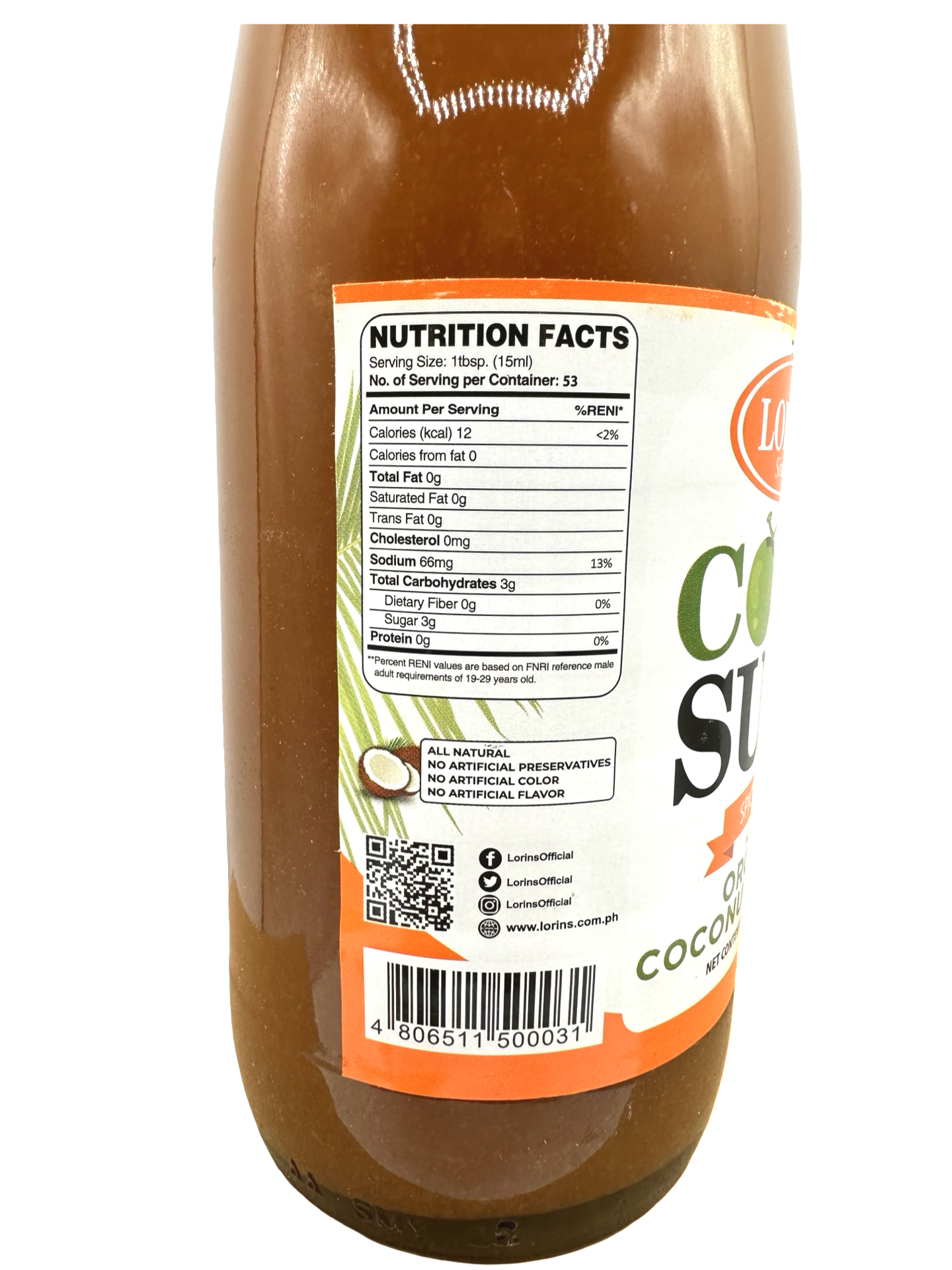 Lorins - Coco Suka - Organic Coconut Vinegar - Spicy Sweet Vinegar - 800ml