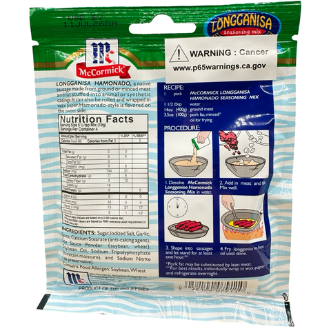 McCormick Mix Seasoning Longganisa Hamonado 75 G (2.65oz)