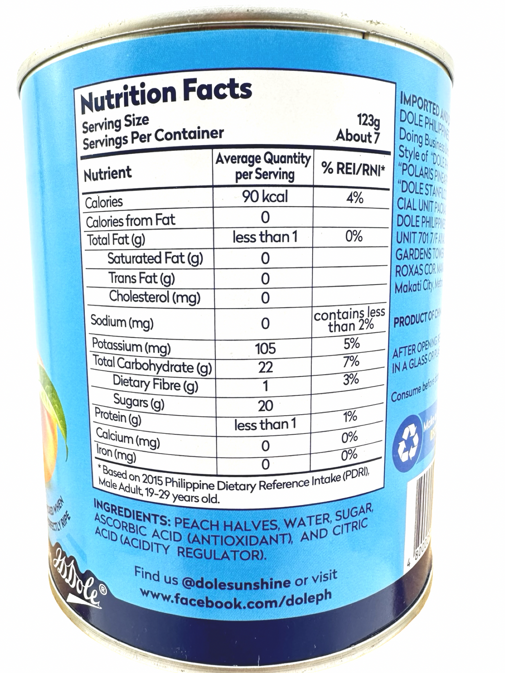 Dole - Peach Halves in Syrup - 520g