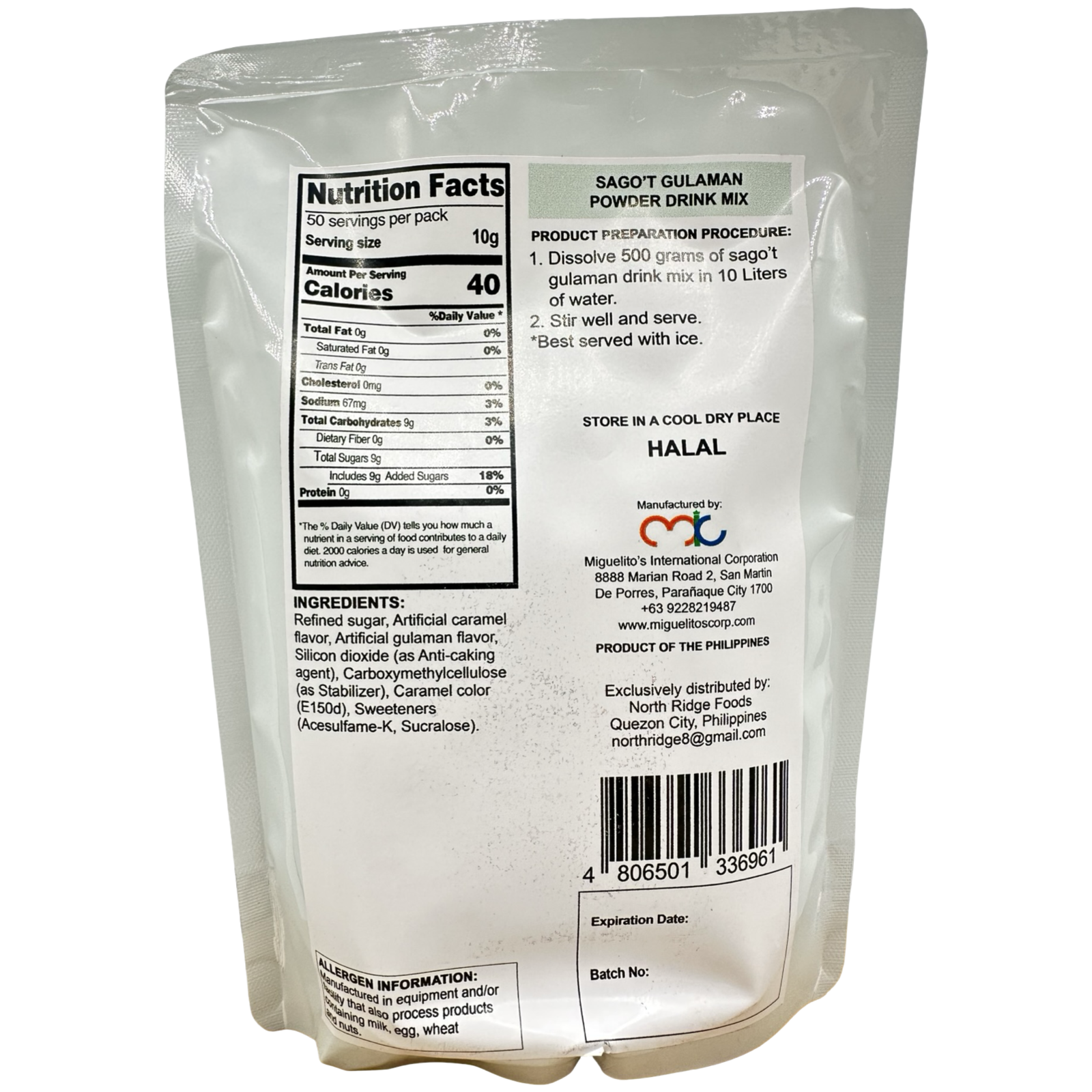 Miguelitos - Powdered Mix Sago't Gulaman - Premix - 500g