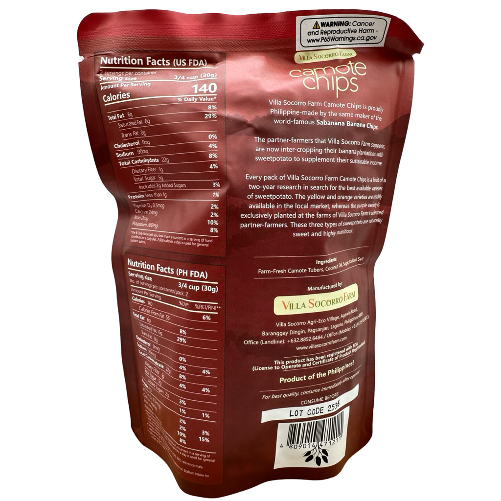 Villa Socorro - Sweet Potato (Camote) Chips - Sweet & Salty - 60 G