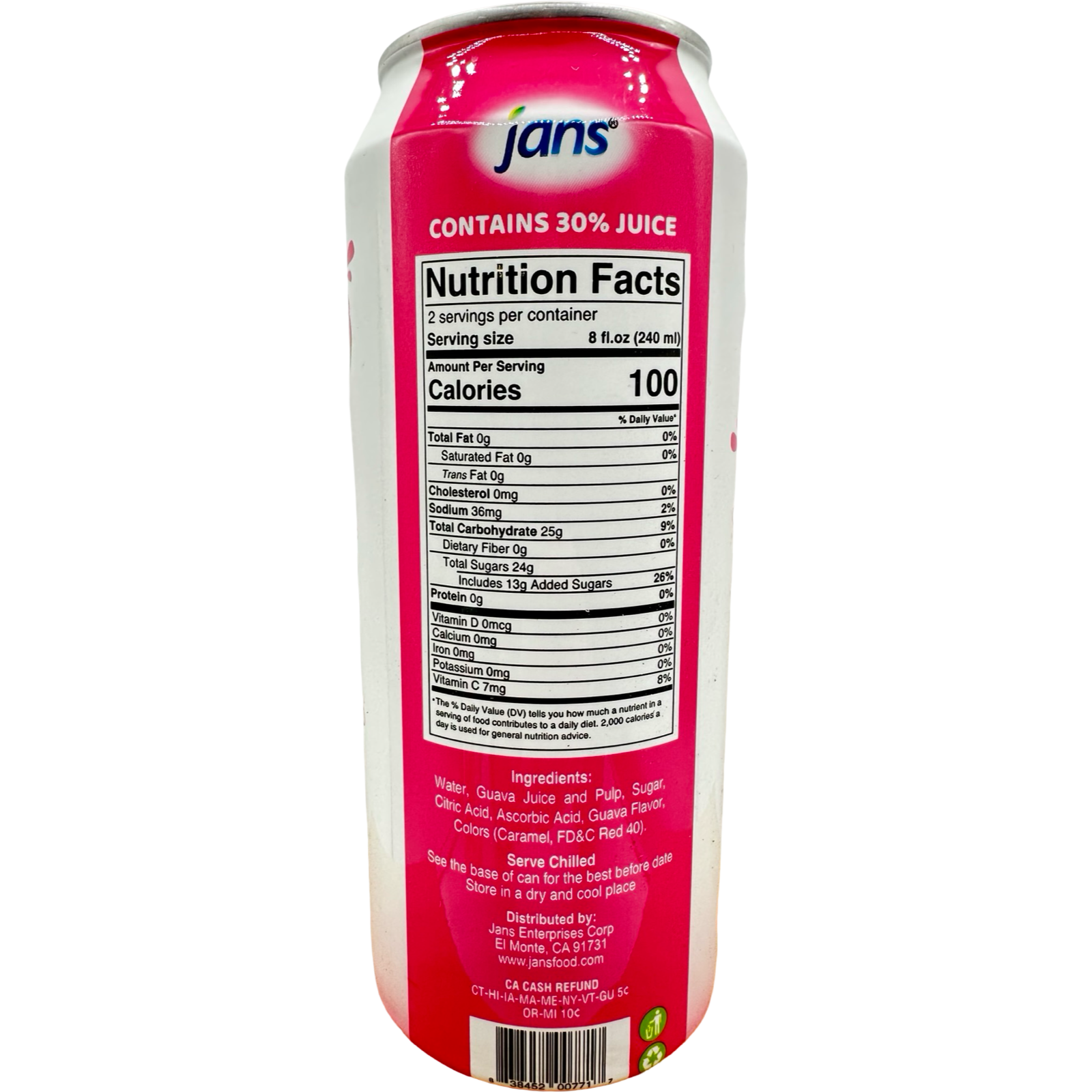 Jans - 30% Pink Guava Juice Drink w/ Pulp - 16.9 OZ