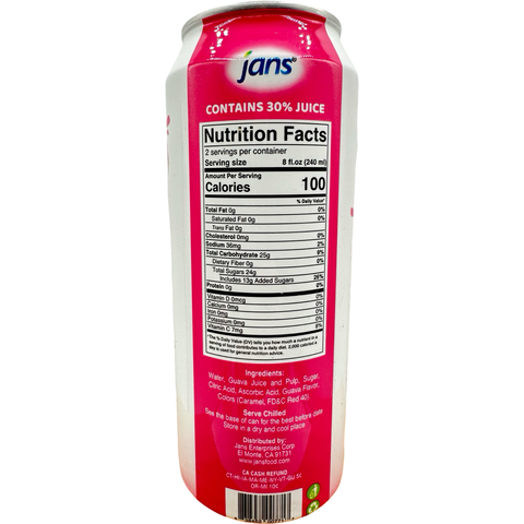 Jans - 30% Pink Guava Juice Drink w/ Pulp - 16.9 OZ