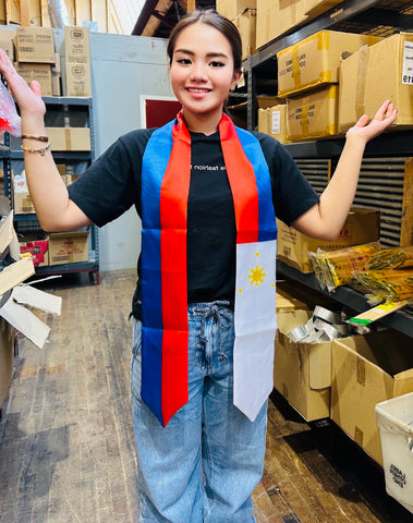 Philippine Flag Color Graduation Sash - 100% Satin Polyester - 13 x 180 CM