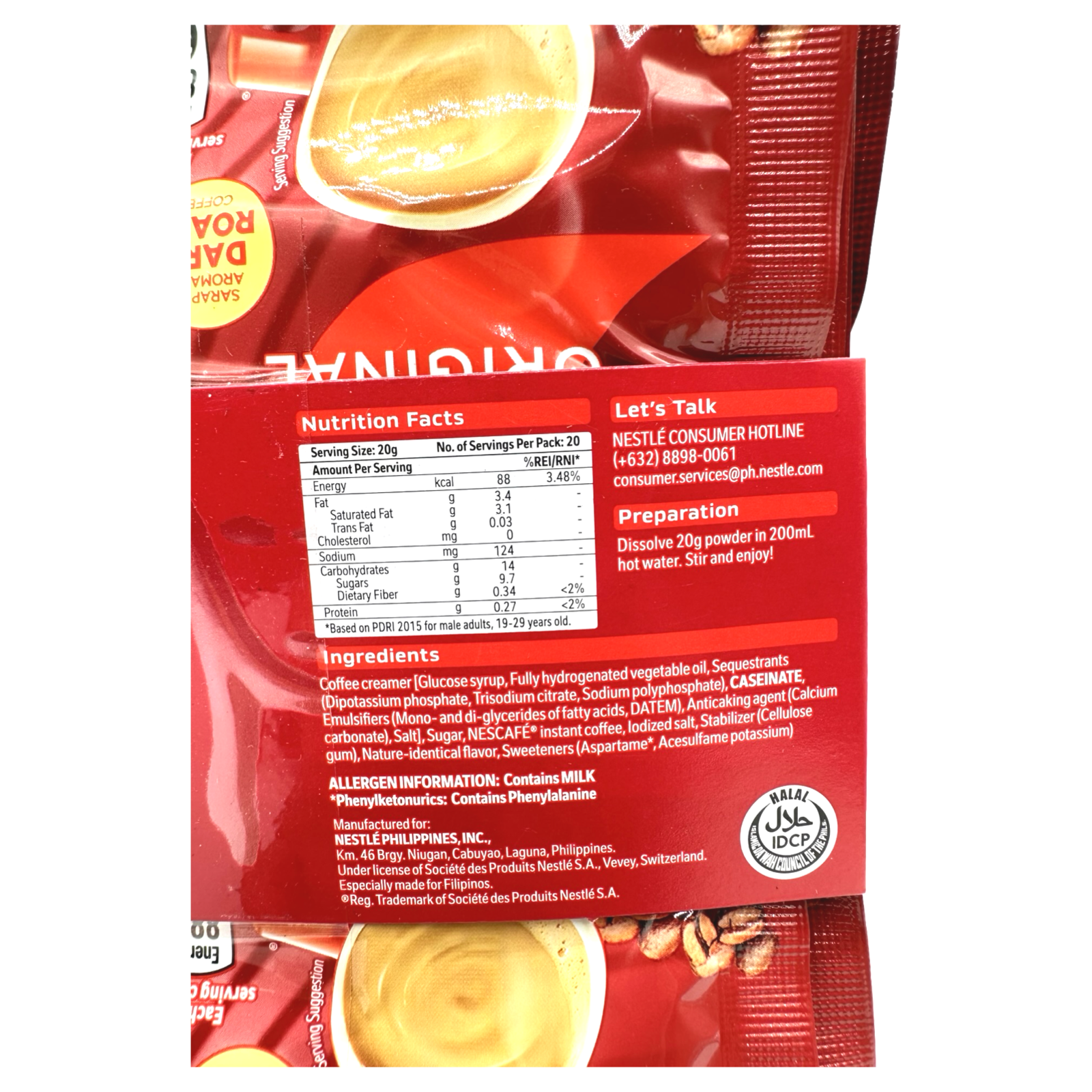 Nescafe - Original - 3-in-1 - 20 Sachets - 400 G