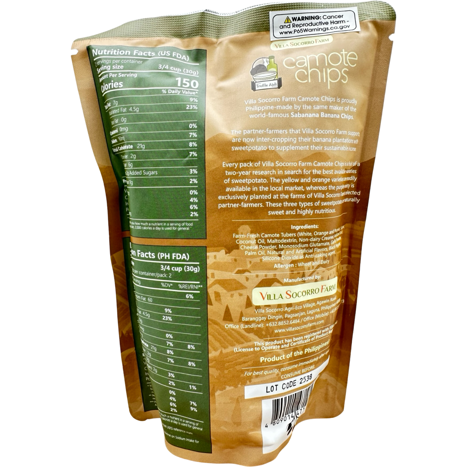 Villa Socorro - Sweet Potato (Camote) Chips - Truffle - 60 G