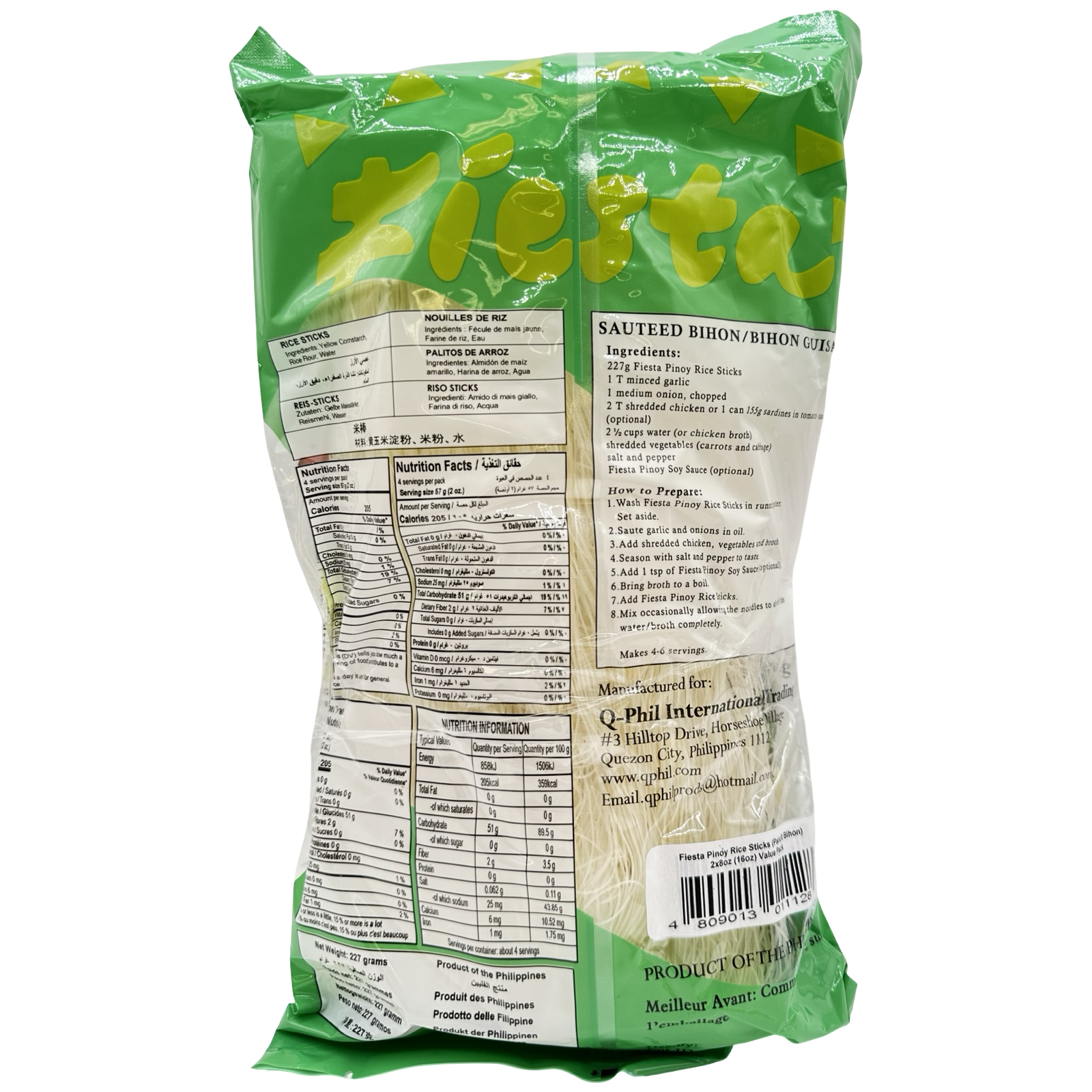 Fiesta Pinoy - Rice Noodles (Pancit Bihon) - Value Pack - 227 G