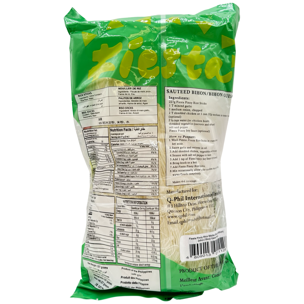 Fiesta Pinoy - Rice Noodles (Pancit Bihon) - Value Pack - 227 G – Sukli ...