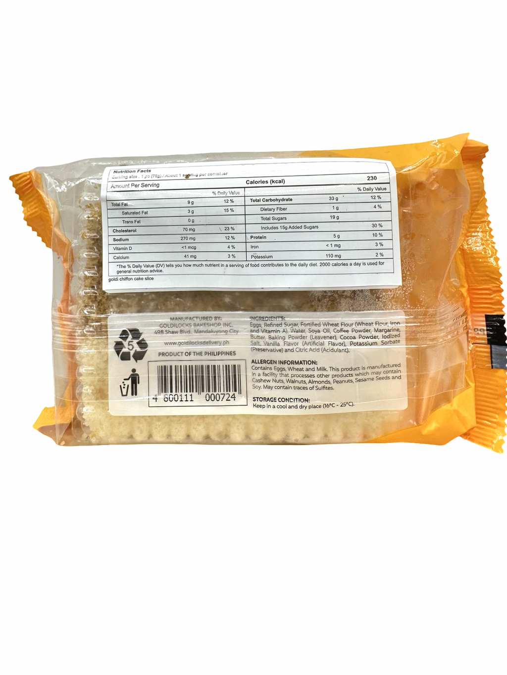 Goldilocks - Cake Slice Chiffon - 78g