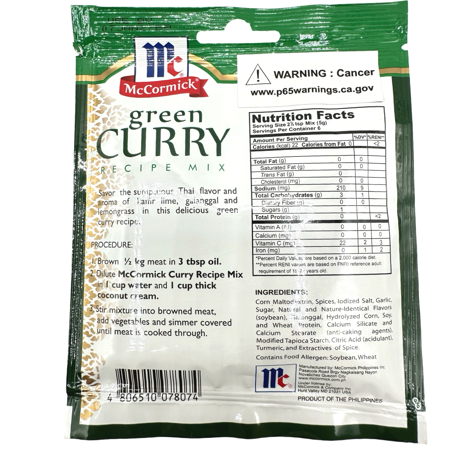 McCormick Mix Curry Green 30 G