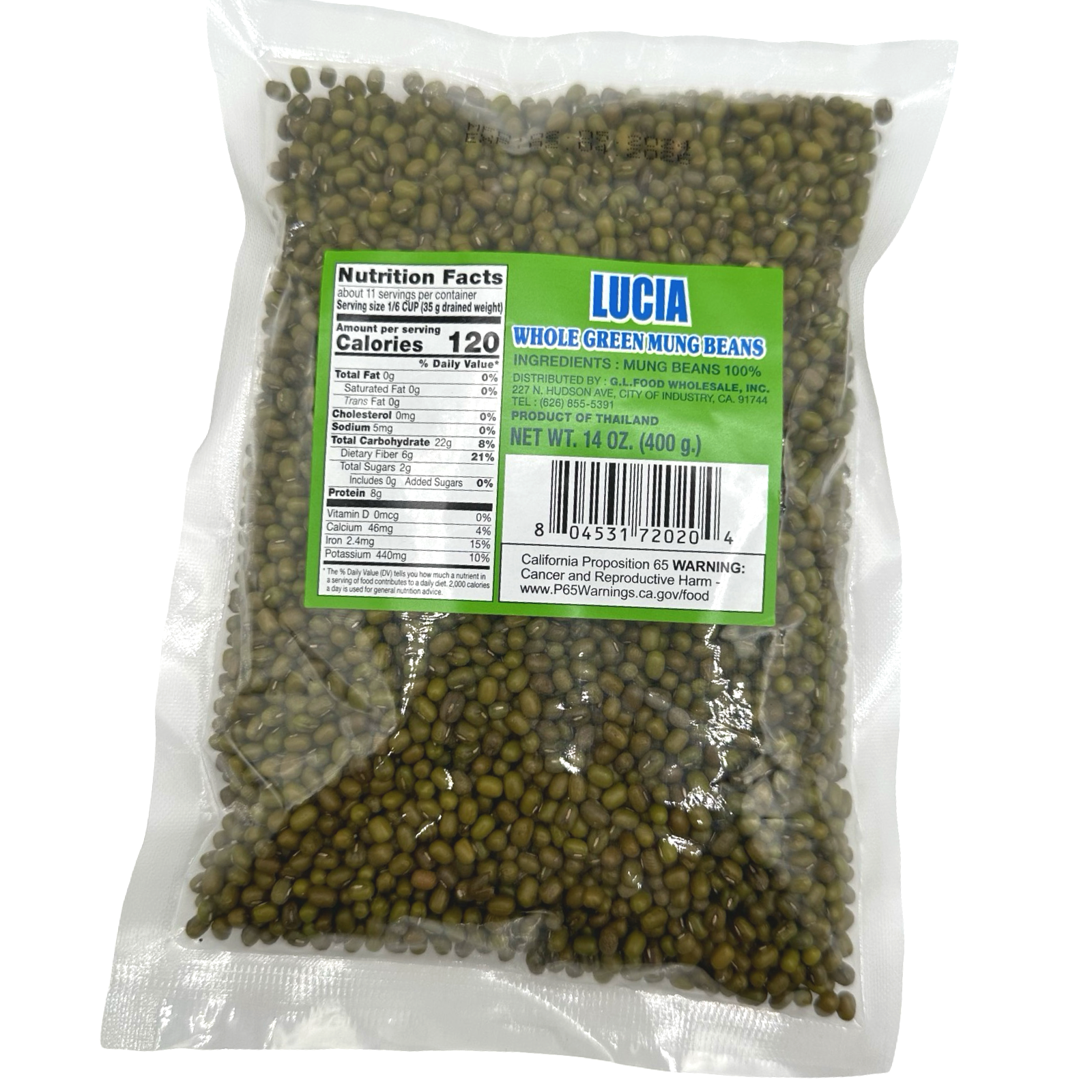 Lucia - Whole Green Mung Beans - Haricots Mungo - 14 OZ