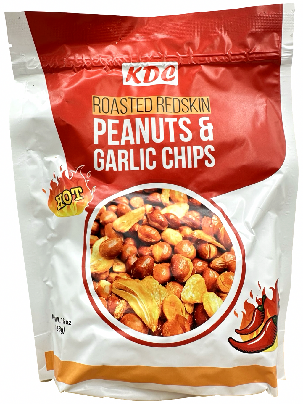 KDC - Roasted Red Skin Peanuts & Garlic Chips - SPICY - 16 OZ