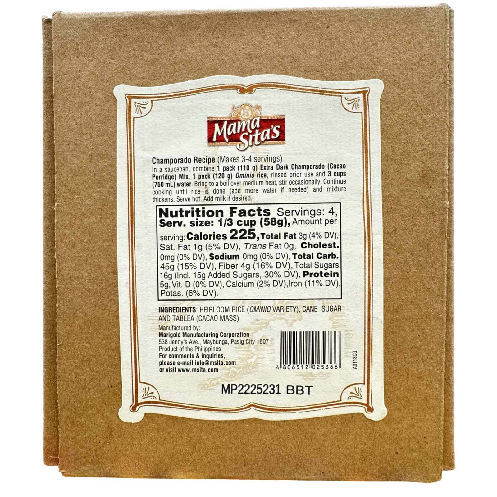 Mama Sita's - Heirloom Champorado - Ominio - 230 G