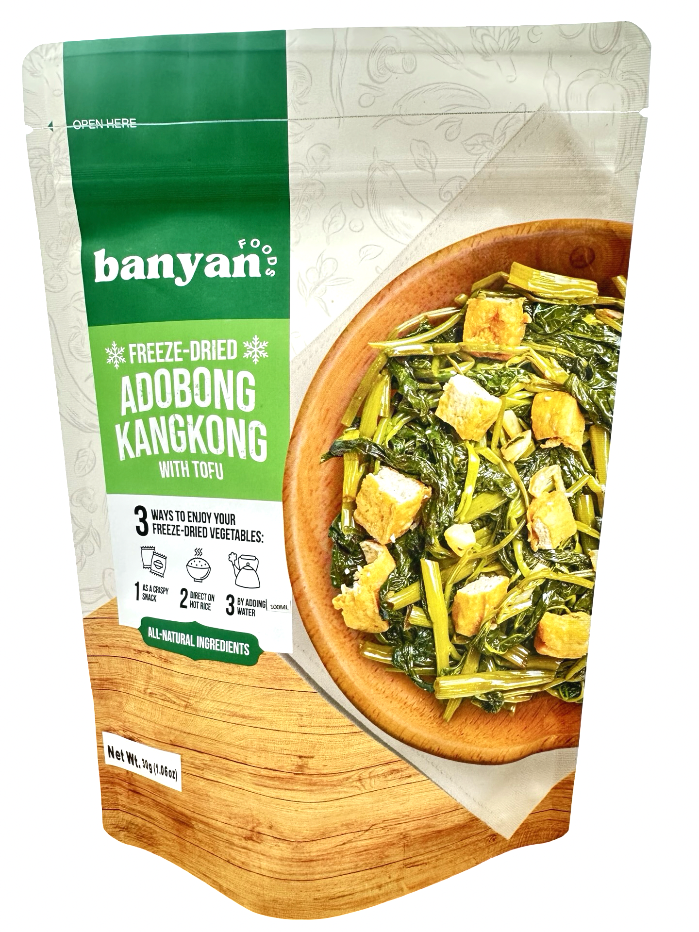 BANYAN FOODS FREEZE-DRIED ADOBONG KANGKONG W/ TOFU - 30g