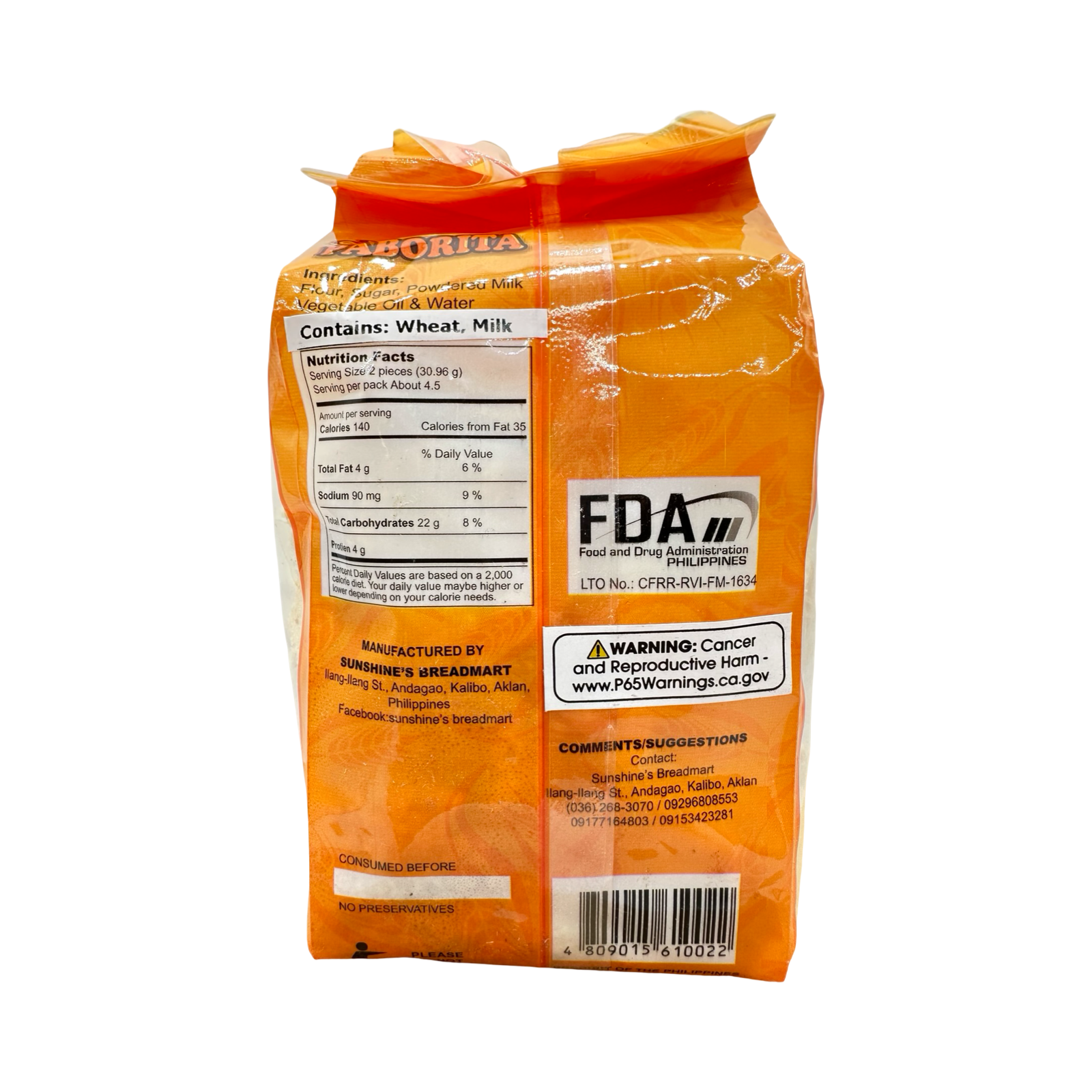 Sunshine's Breadmart - Special Paborita - 150 G