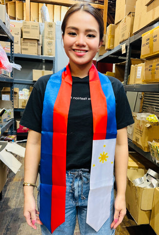 Philippine Flag Color Graduation Sash - 100% Satin Polyester - 13 x 180 CM