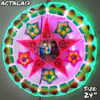 Philippines Christmas Capiz Parol Lantern Star (Tala) Nativity Scene - Green/ Red/ Purple- Size 24" / 2 KG / 110 V (ACNative12)
