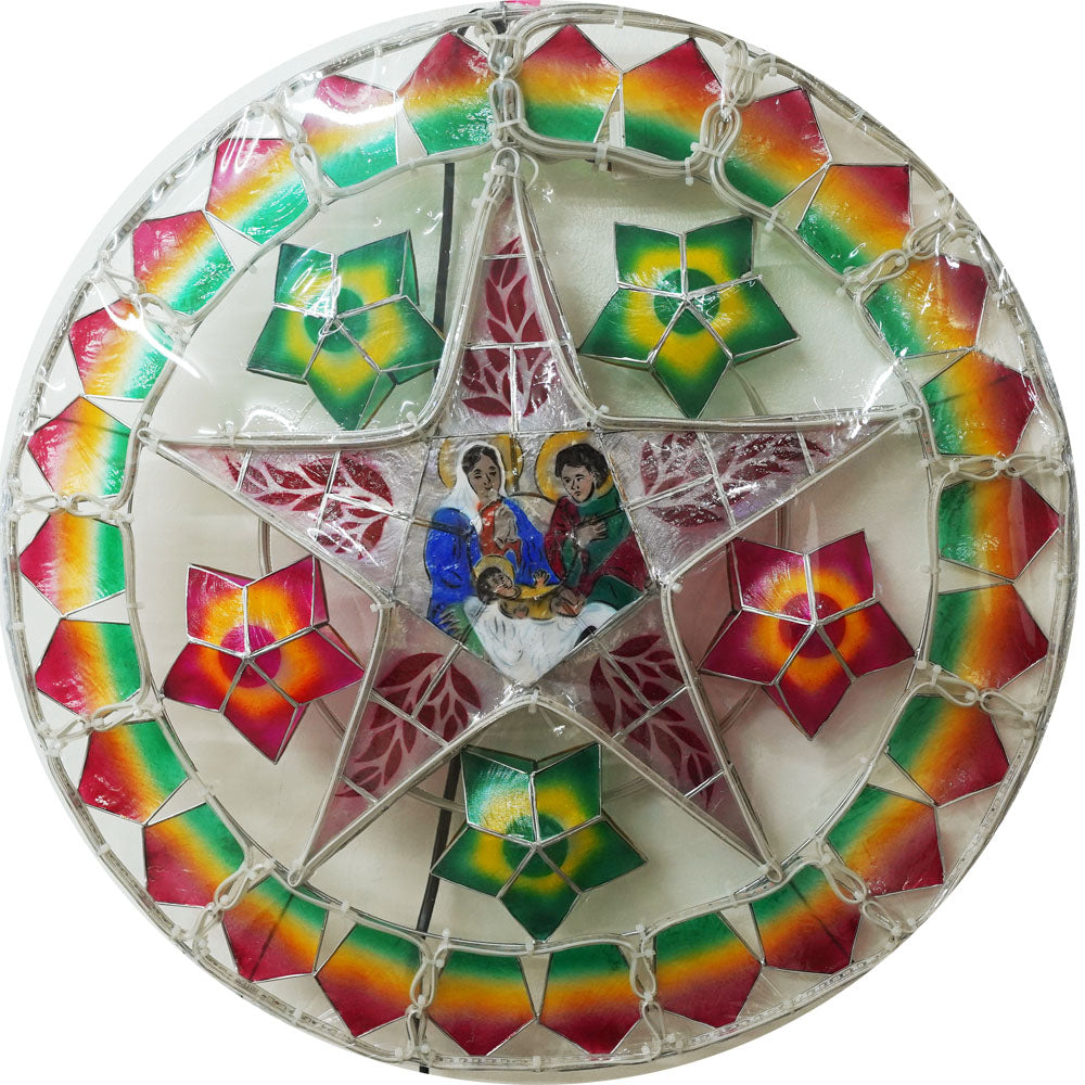 Philippines Christmas Capiz Parol Lantern Star (Tala) Nativity Scene - Green/ Red/ Purple- Size 24" / 2 KG / 110 V (ACNative12)