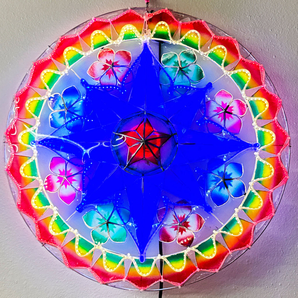 Philippines Christmas Capiz Parol Lantern Star (Tala) - Blue/ Red/ Green/ White - Size 24" / 2 KG / 110 V (ACTala17)