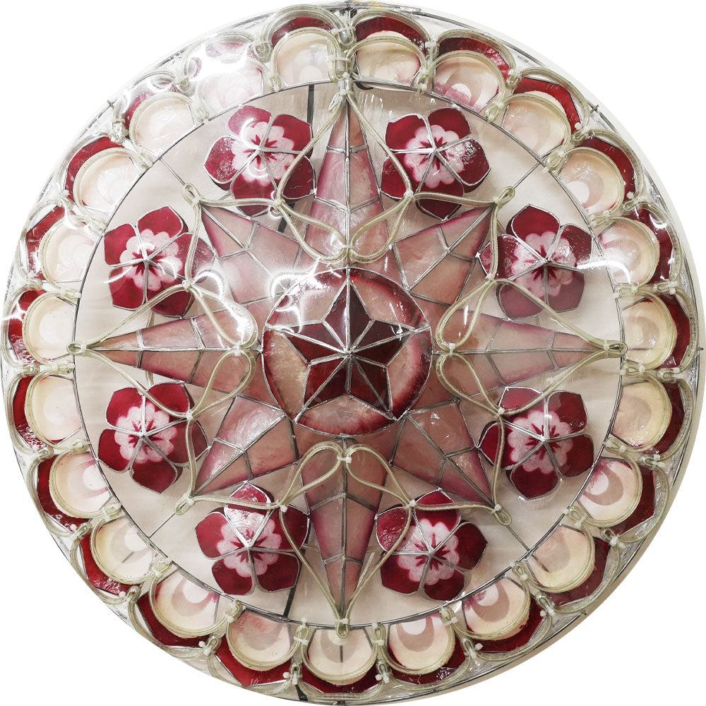 Philippines Christmas Capiz Parol Lantern Star (Tala) - Red/ White- Size 24" / 2 KG / 110 V (ACTala18)