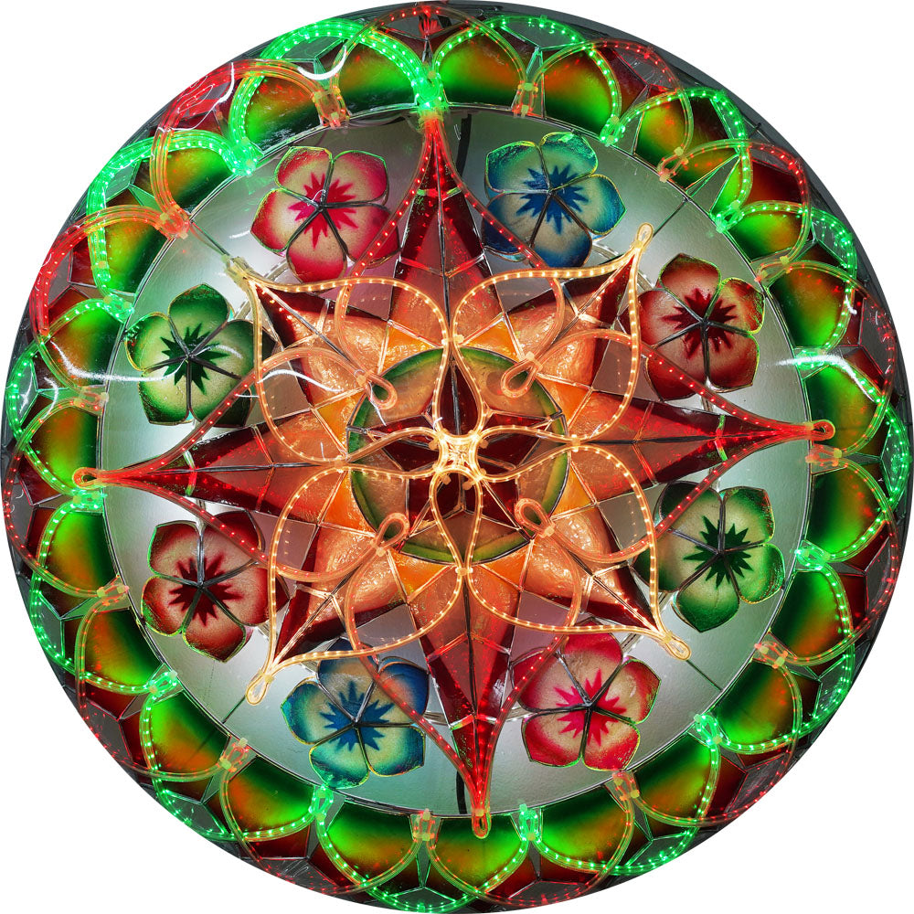 Philippines Christmas Capiz Parol Lantern Star (Tala) - Green/ Red/ White- Size 24" / 2 KG / 110 V (ACTala14)