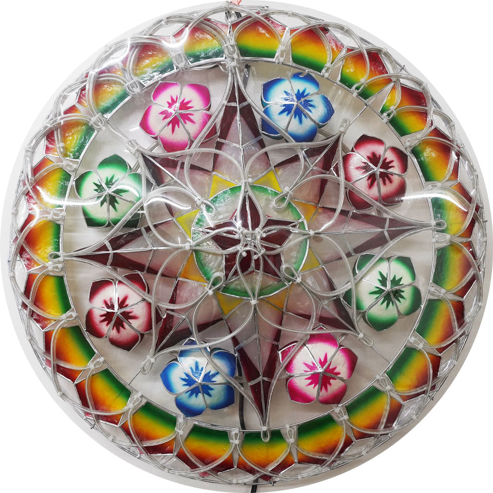 Philippines Christmas Capiz Parol Lantern Star (Tala) - Green/ Red/ White- Size 24" / 2 KG / 110 V (ACTala14)