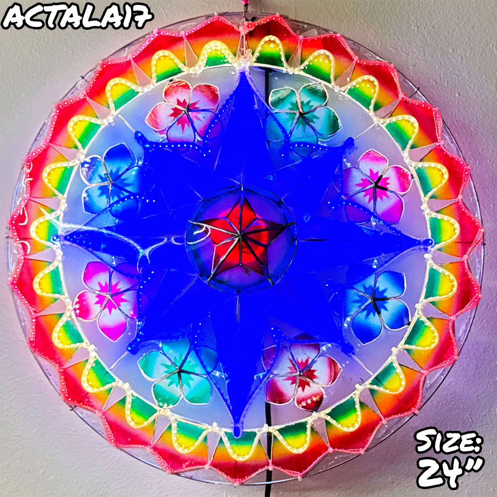Philippines Christmas Capiz Parol Lantern Star (Tala) - Blue/ Red/ Green/ White - Size 24" / 2 KG / 110 V (ACTala17)